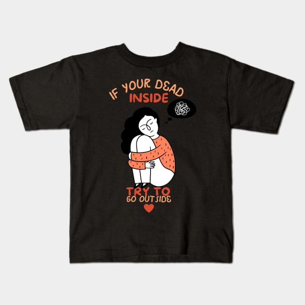 Depressed, Dead Inside Kids T-Shirt by maxdax